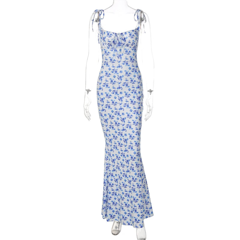 Backless Slips Lace Up Maxi Dress Sexy Bodycon Summer Elegant Outfits Holiday Party