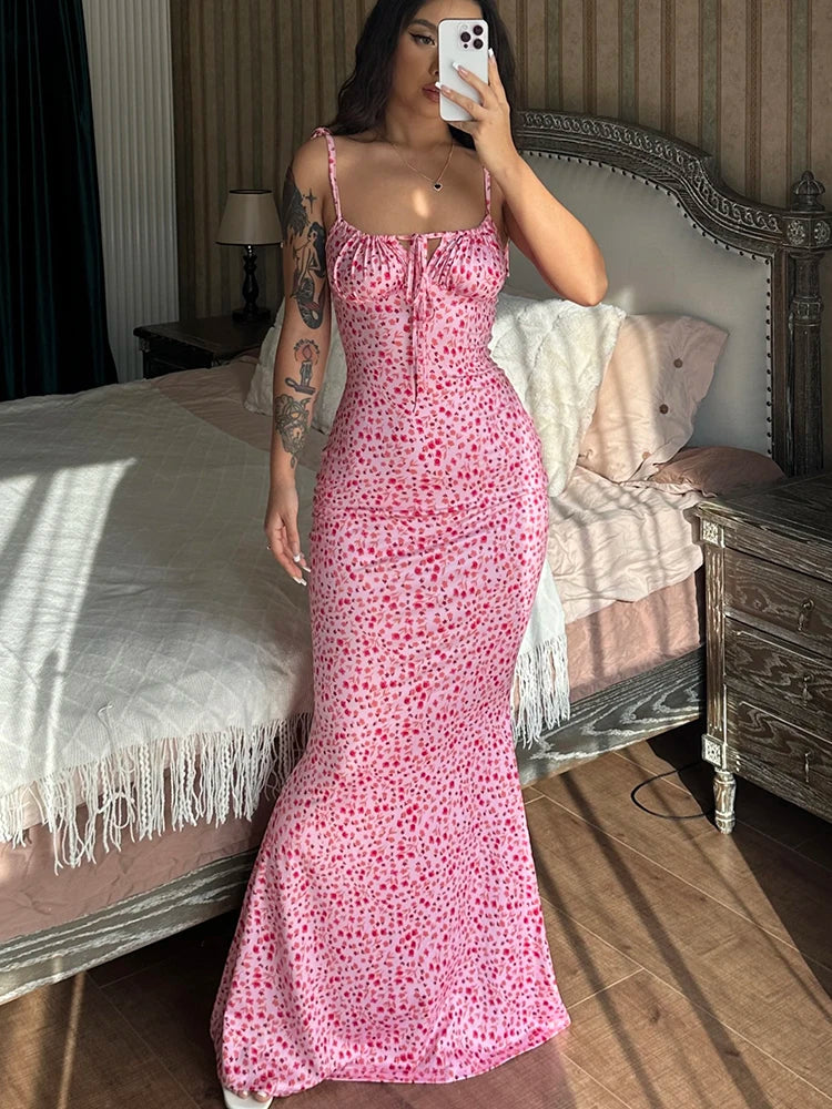 Backless Slips Lace Up Maxi Dress Sexy Bodycon Summer Elegant Outfits Holiday Party
