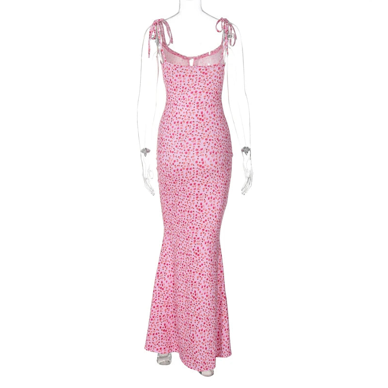 Backless Slips Lace Up Maxi Dress Sexy Bodycon Summer Elegant Outfits Holiday Party