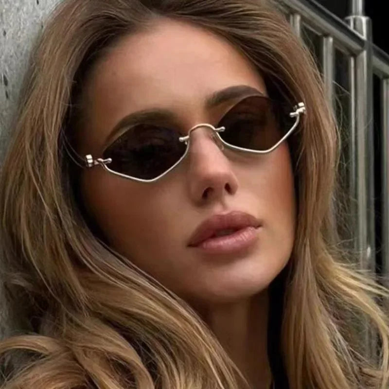 Metal Women Simple Trend Sunglasses New Half Frame Diamond Shaped
