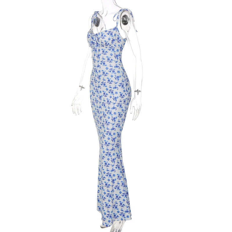 Backless Slips Lace Up Maxi Dress Sexy Bodycon Summer Elegant Outfits Holiday Party