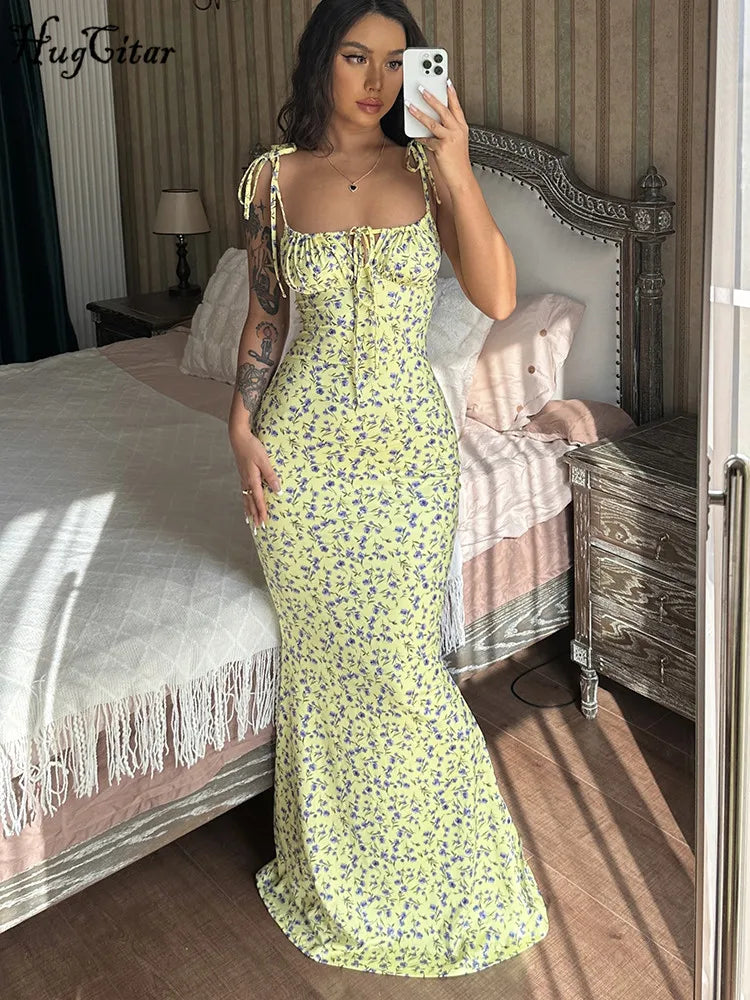 Backless Slips Lace Up Maxi Dress Sexy Bodycon Summer Elegant Outfits Holiday Party