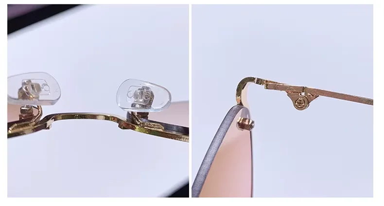 Metal Women Simple Trend Sunglasses New Half Frame Diamond Shaped