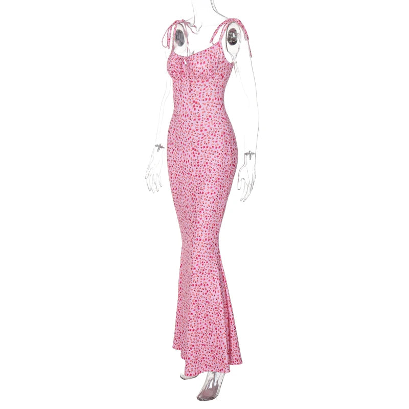 Backless Slips Lace Up Maxi Dress Sexy Bodycon Summer Elegant Outfits Holiday Party