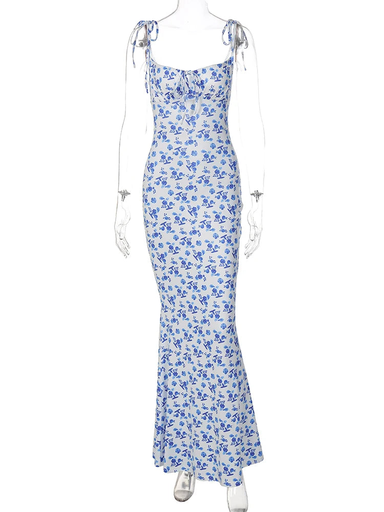 Backless Slips Lace Up Maxi Dress Sexy Bodycon Summer Elegant Outfits Holiday Party