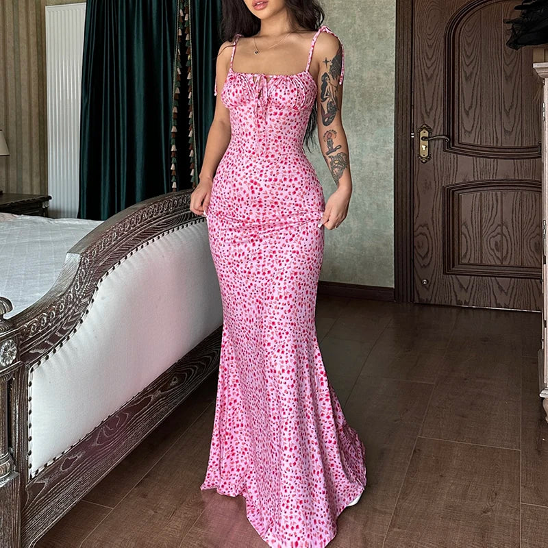 Backless Slips Lace Up Maxi Dress Sexy Bodycon Summer Elegant Outfits Holiday Party