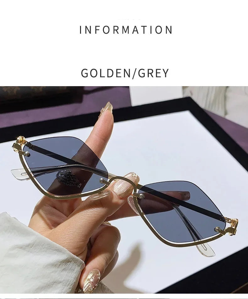 Metal Women Simple Trend Sunglasses New Half Frame Diamond Shaped